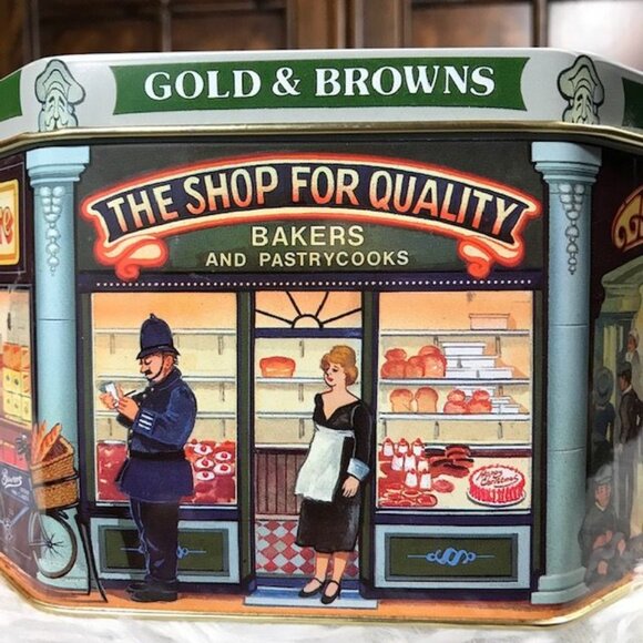 NWOT Vintage Silver Crane Co Old English Arcade (Made in England) Octagonal Tin - Picture 9 of 16